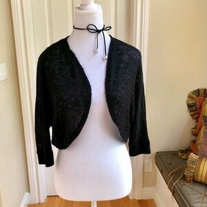 Mudd Shrug Cardigan Black Lace Floral Crochet Back (~S, kids 16.5)